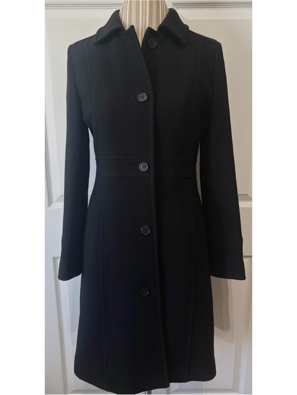 J. Crew Black Wool Lady Day Dress Coat With Thinsulate Lining Size 6